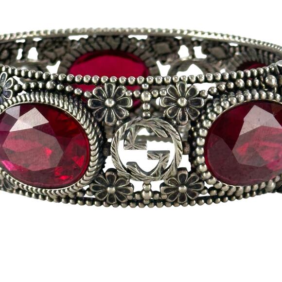 Gucci Interlocking Silver GG Cat Flower Bracelet - Picture 3 of 6